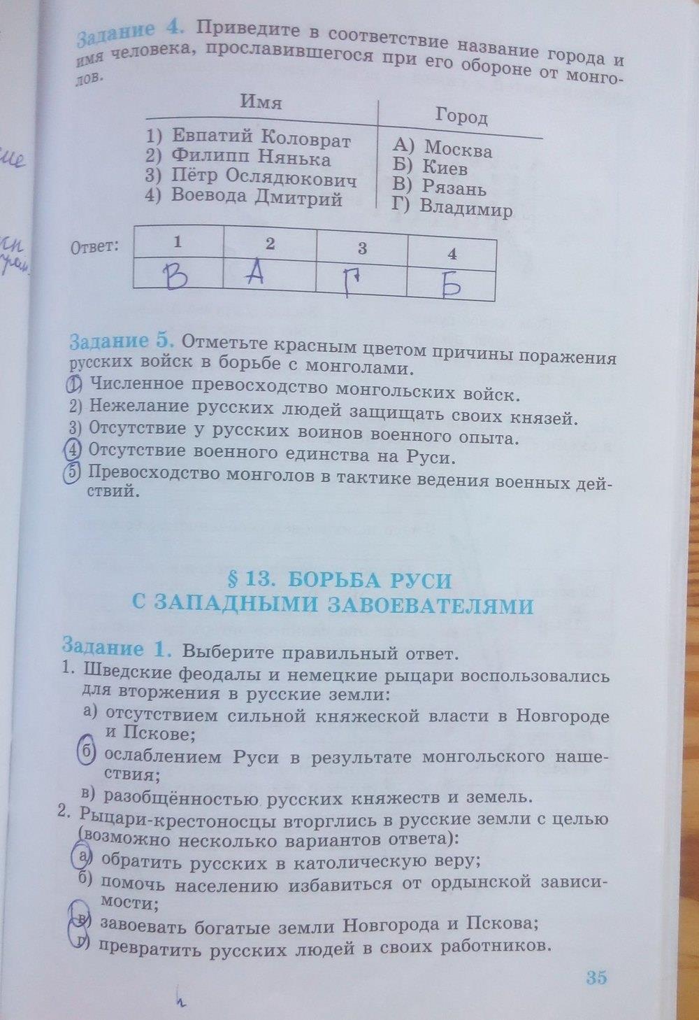 гдз 6 класс рабочая тетрадь страница 35 история Данилов, Косулина