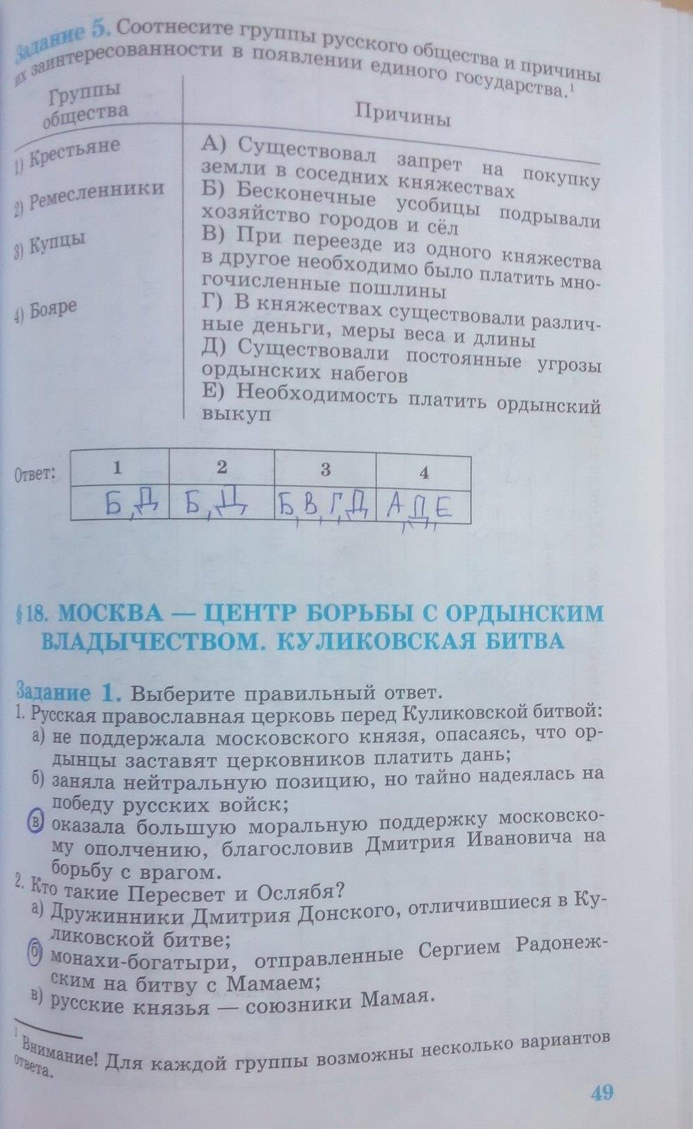 гдз 6 класс рабочая тетрадь страница 49 история Данилов, Косулина