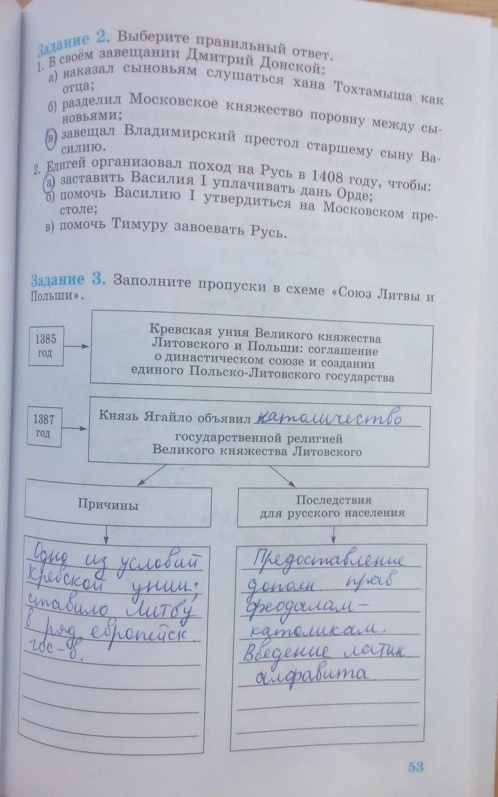 гдз 6 класс рабочая тетрадь страница 53 история Данилов, Косулина