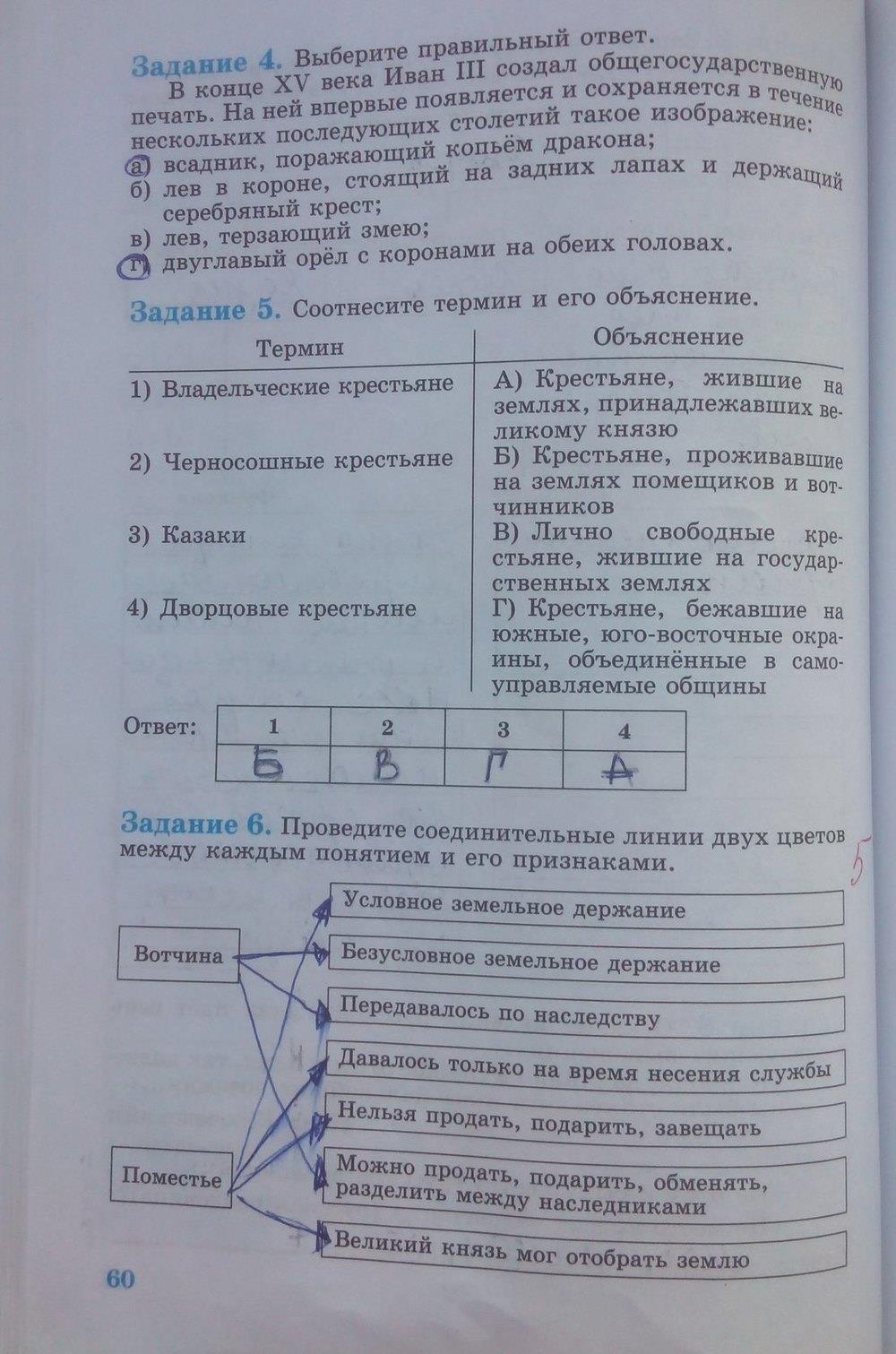 гдз 6 класс рабочая тетрадь страница 60 история Данилов, Косулина
