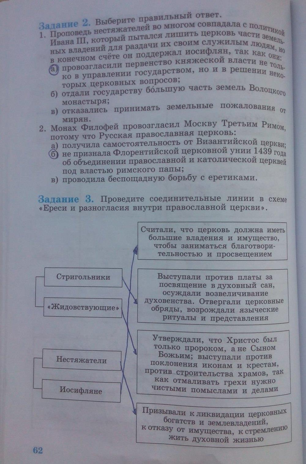 гдз 6 класс рабочая тетрадь страница 62 история Данилов, Косулина