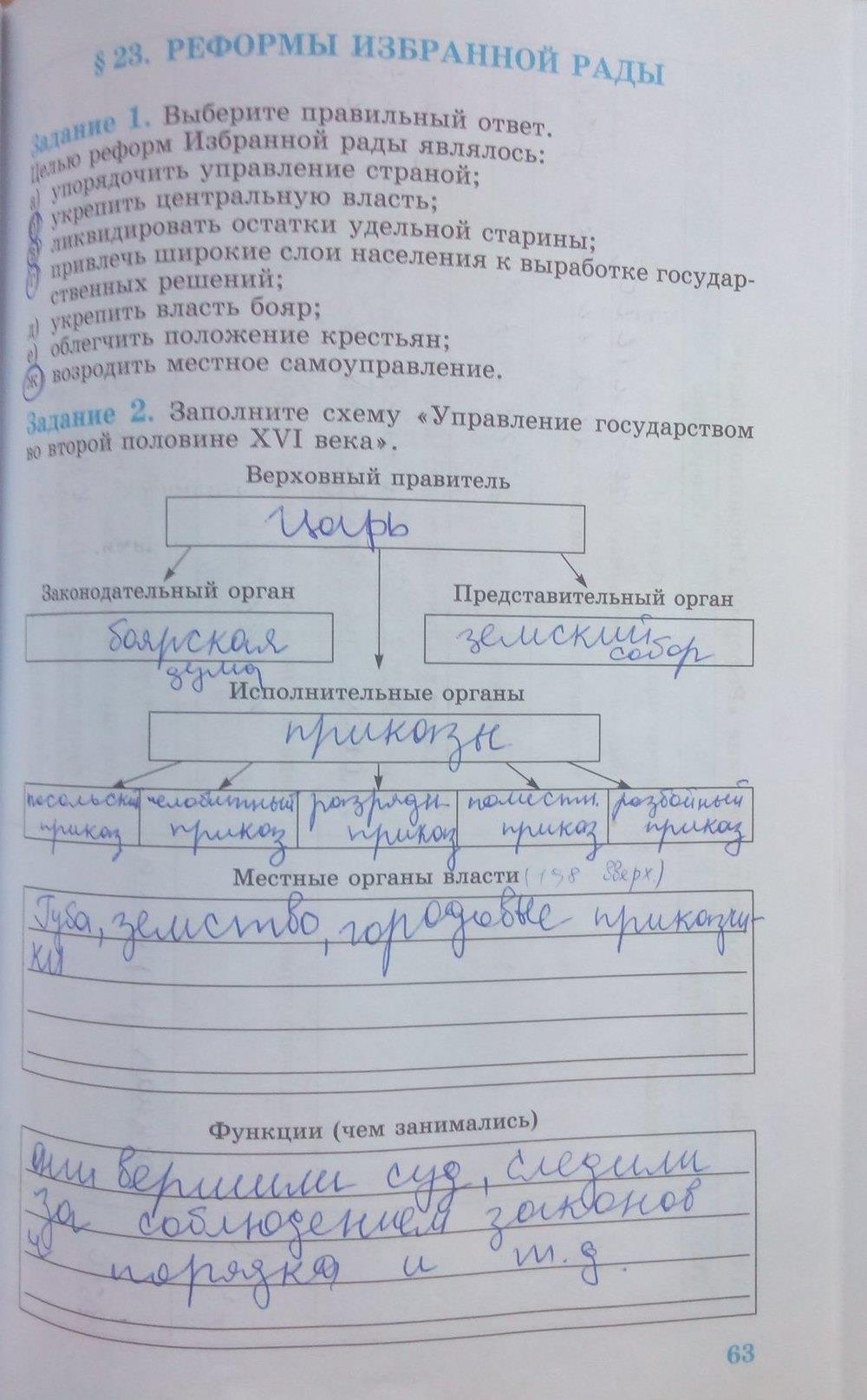 гдз 6 класс рабочая тетрадь страница 63 история Данилов, Косулина