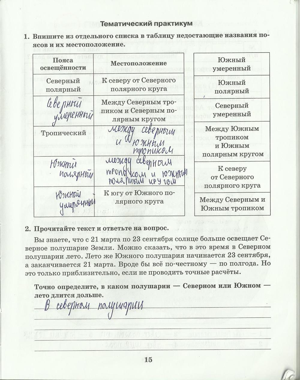 гдз 6 класс рабочая тетрадь страница 15 география Домогацких
