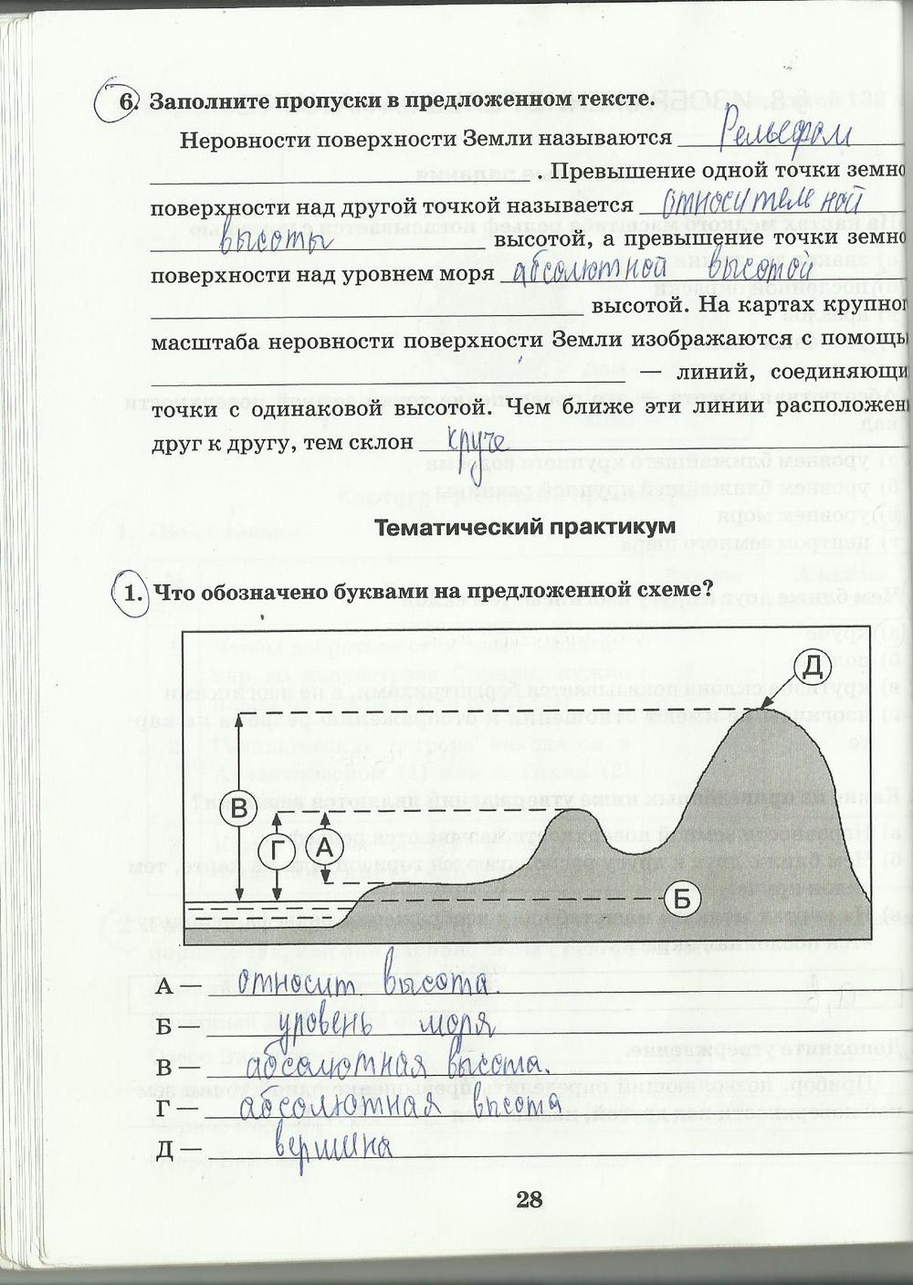 гдз 6 класс рабочая тетрадь страница 28 география Домогацких