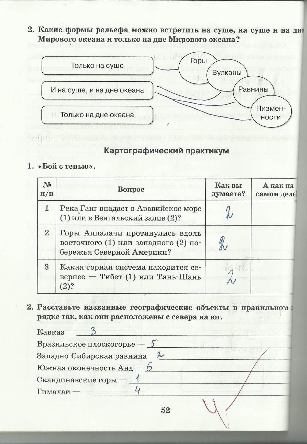гдз 6 класс рабочая тетрадь страница 52 география Домогацких