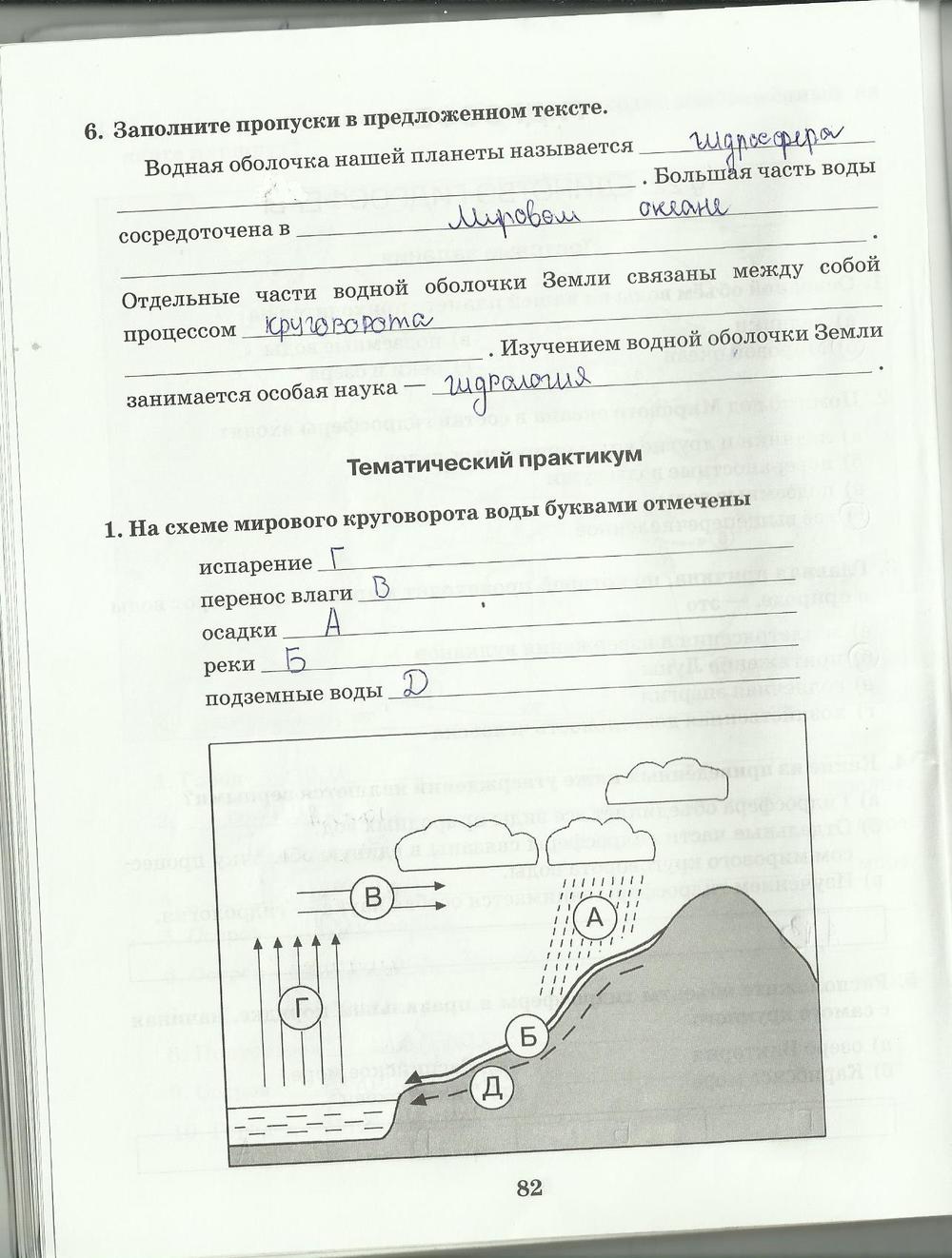 гдз 6 класс рабочая тетрадь страница 82 география Домогацких