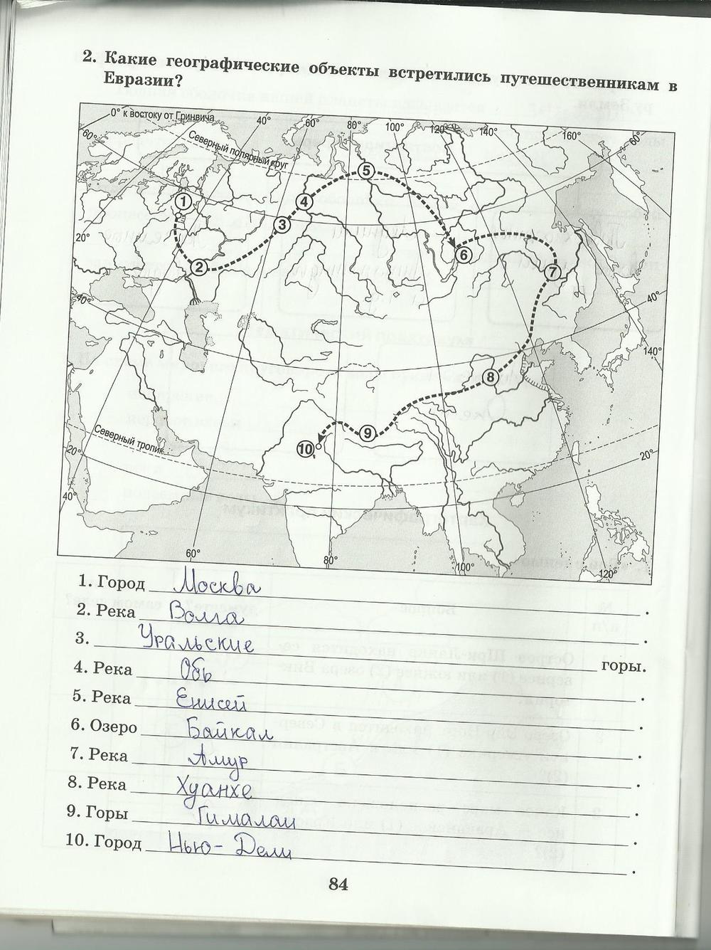 гдз 6 класс рабочая тетрадь страница 84 география Домогацких