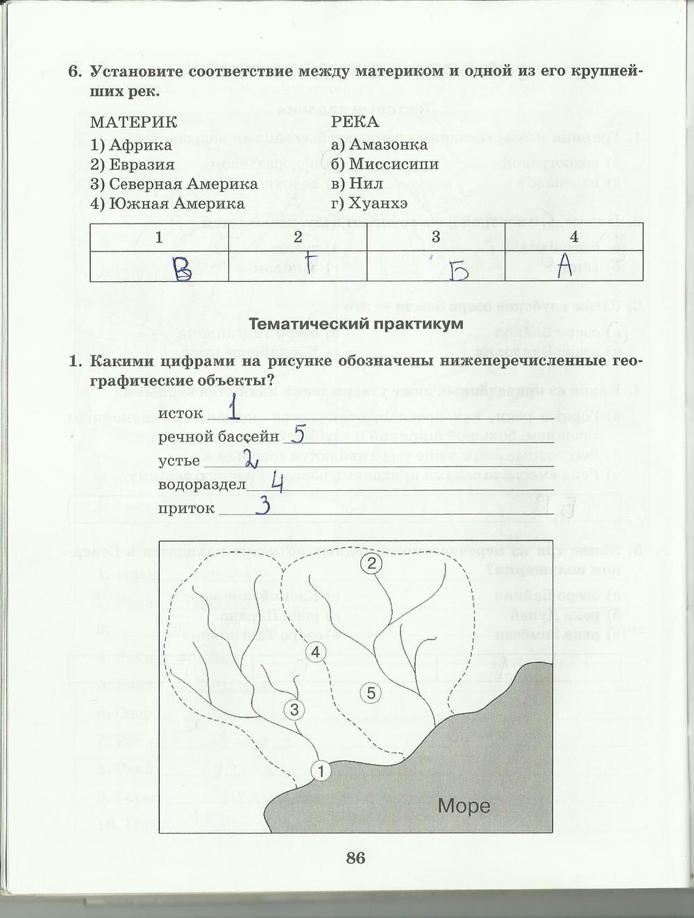 гдз 6 класс рабочая тетрадь страница 86 география Домогацких