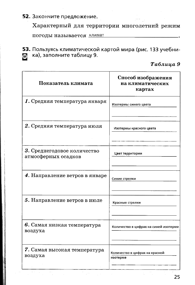 гдз 6 класс рабочая тетрадь страница 25 география Дронов, Савельева
