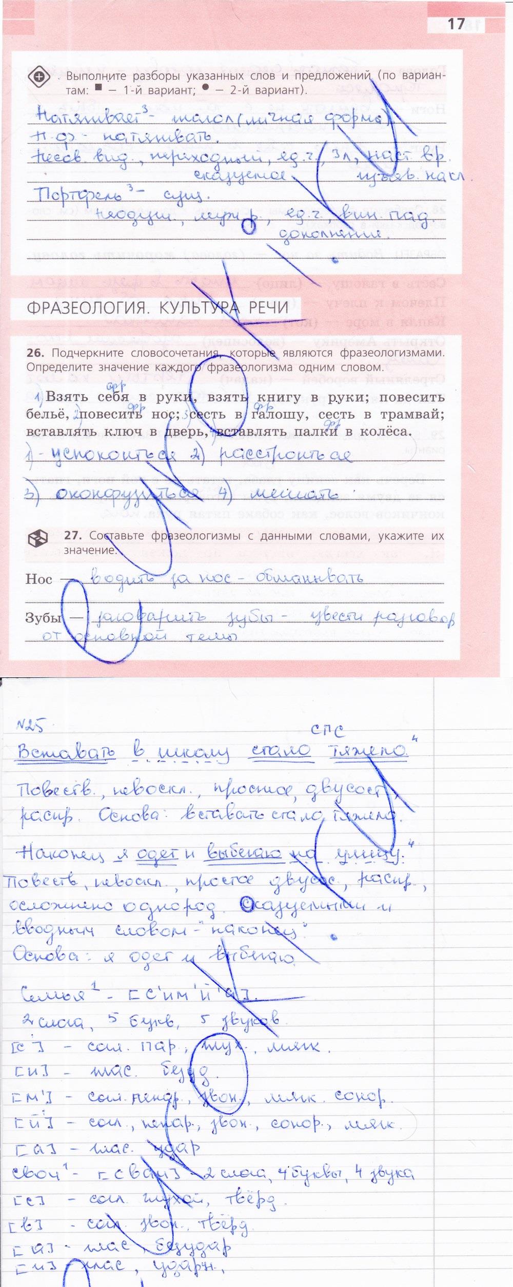 гдз 6 класс рабочая тетрадь страница 17 русский язык Ефремова