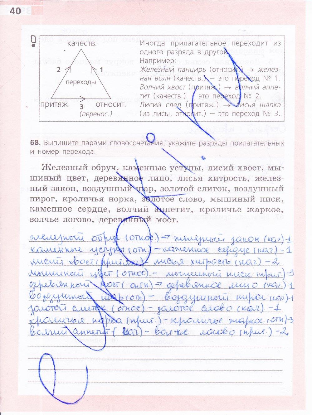 гдз 6 класс рабочая тетрадь страница 40 русский язык Ефремова