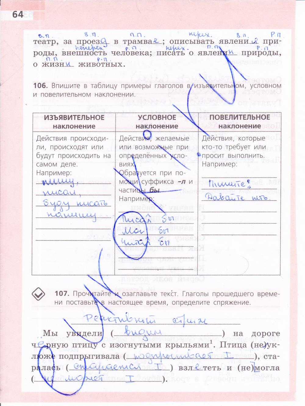 гдз 6 класс рабочая тетрадь страница 64 русский язык Ефремова