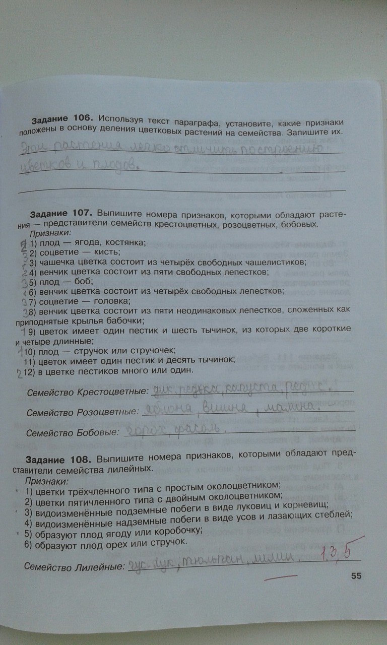 гдз 6 класс рабочая тетрадь страница 55 биология Хрыпова, Житко