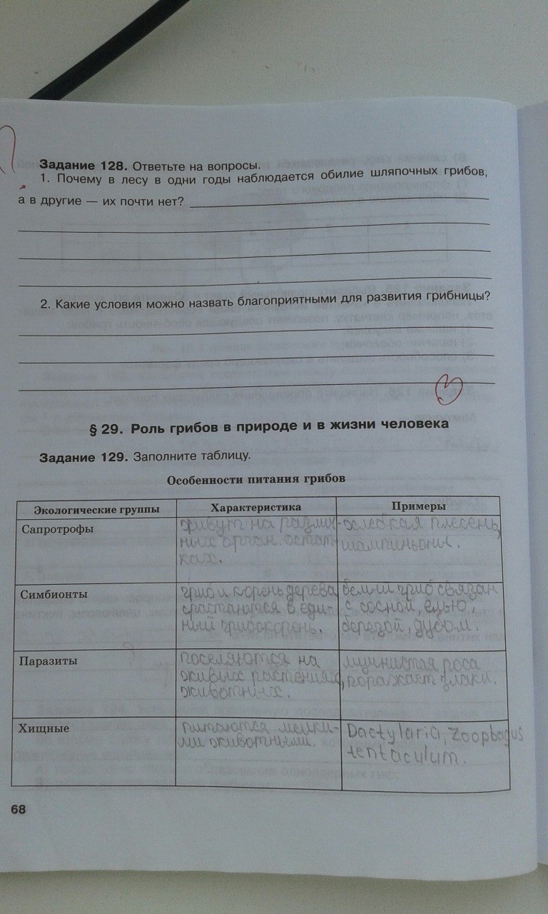 гдз 6 класс рабочая тетрадь страница 68 биология Хрыпова, Житко