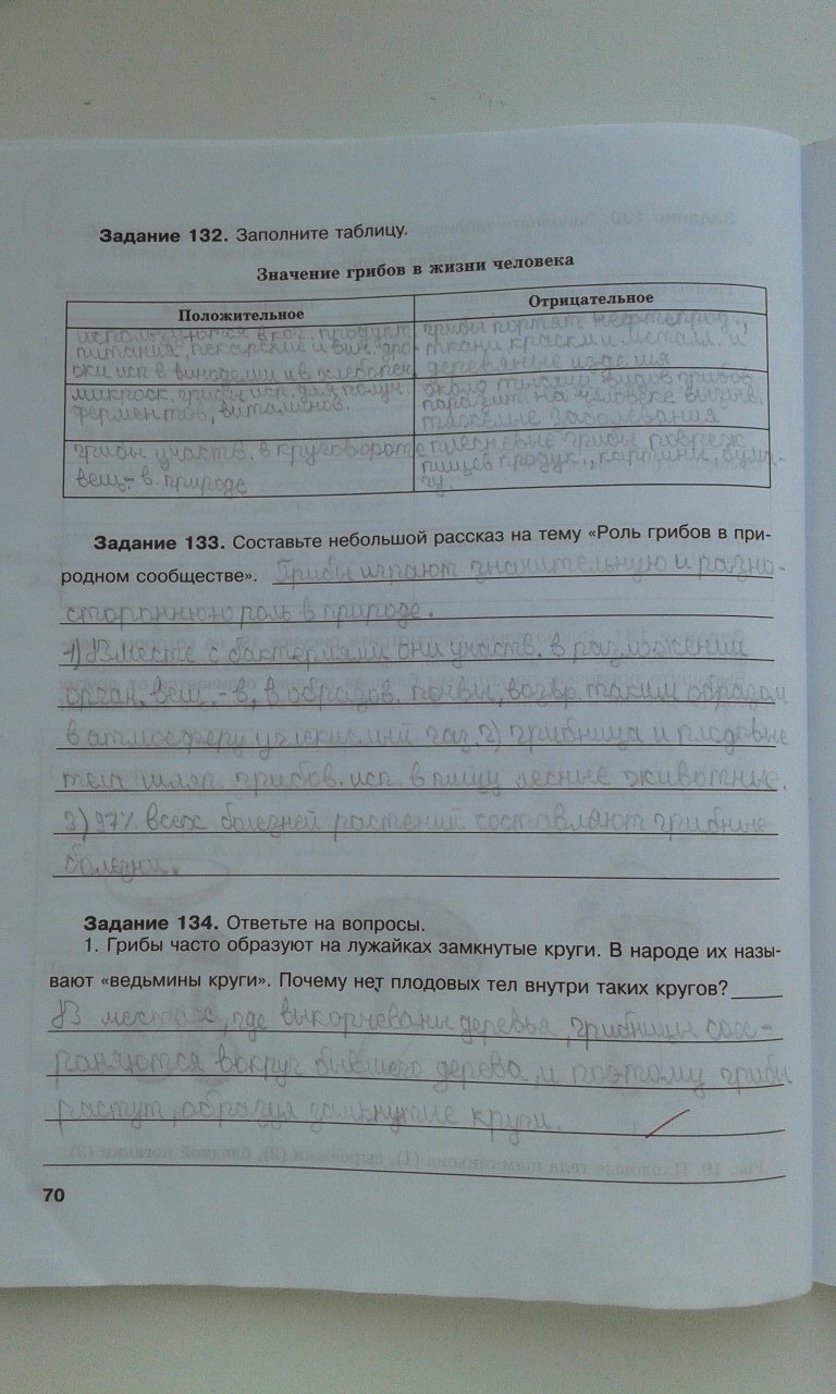 гдз 6 класс рабочая тетрадь страница 70 биология Хрыпова, Житко
