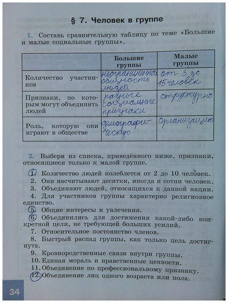гдз 6 класс рабочая тетрадь страница 34 обществознание Иванова, Хотеенкова