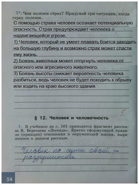 гдз 6 класс рабочая тетрадь страница 54 обществознание Иванова, Хотеенкова