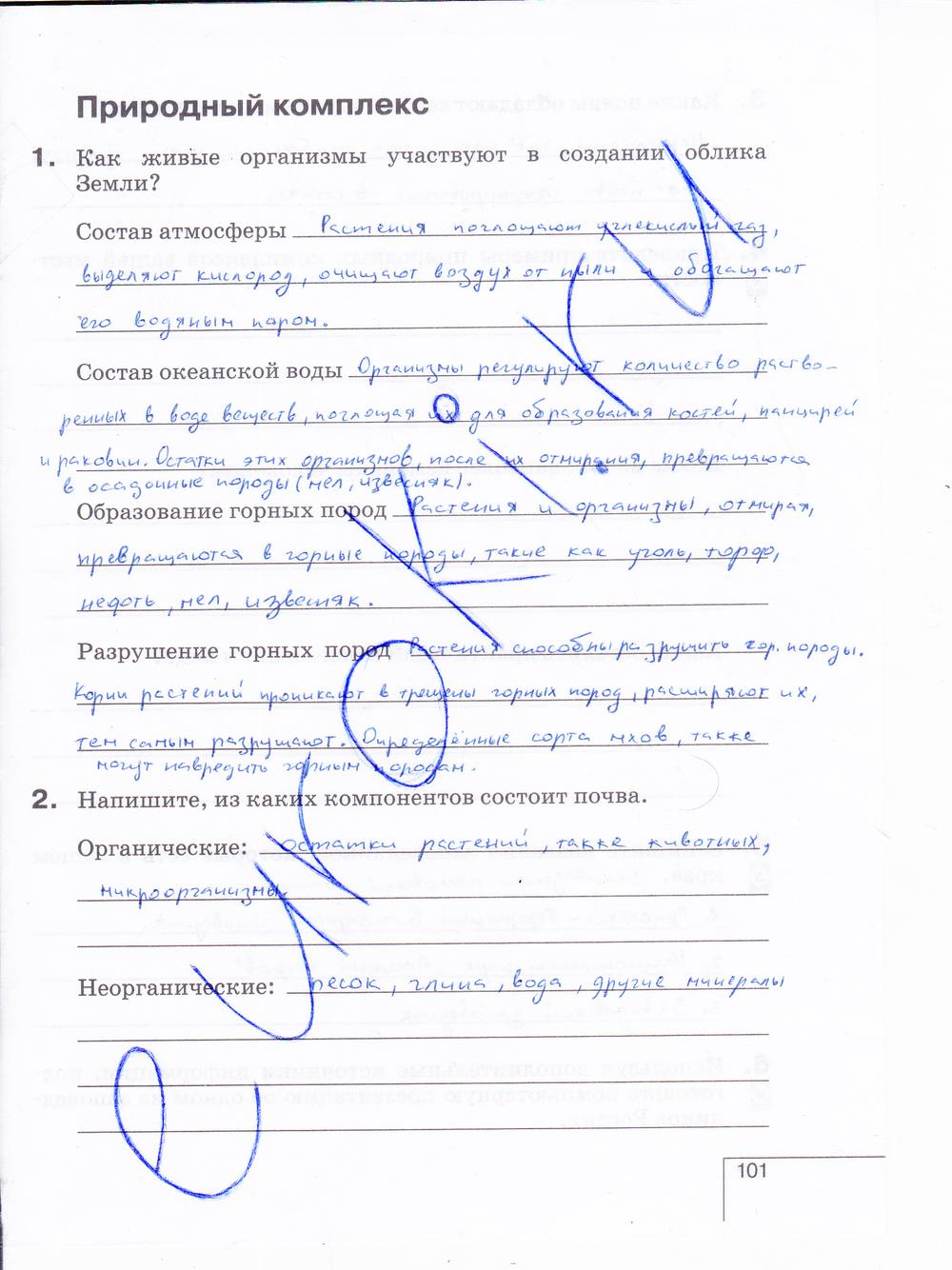 гдз 6 класс рабочая тетрадь страница 101 география Карташева, Курчина