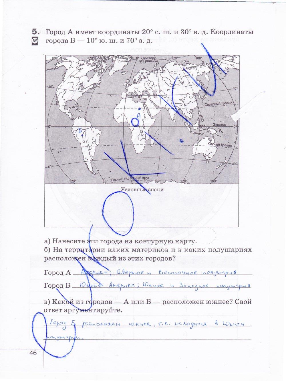 гдз 6 класс рабочая тетрадь страница 46 география Карташева, Курчина