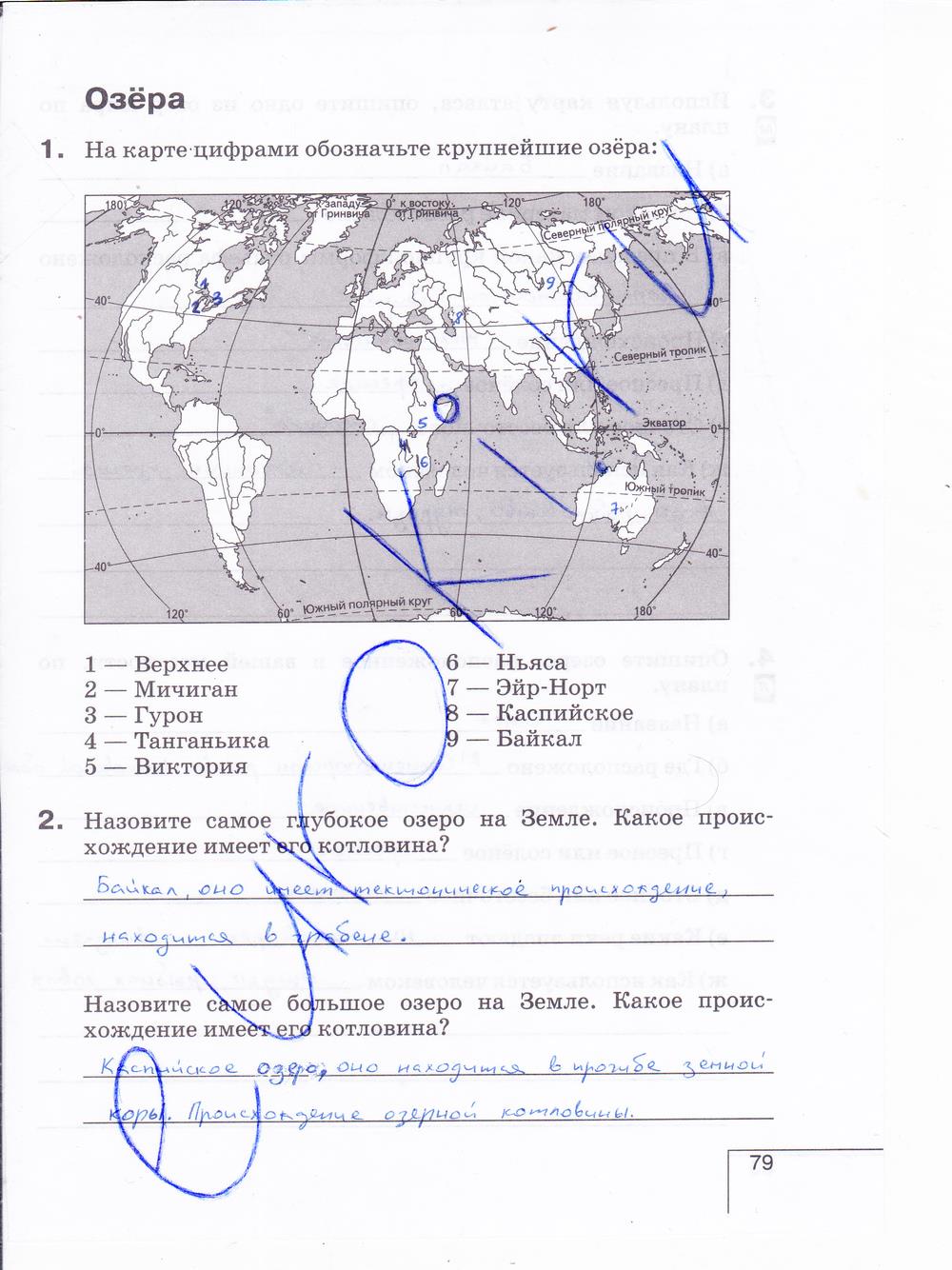 гдз 6 класс рабочая тетрадь страница 79 география Карташева, Курчина