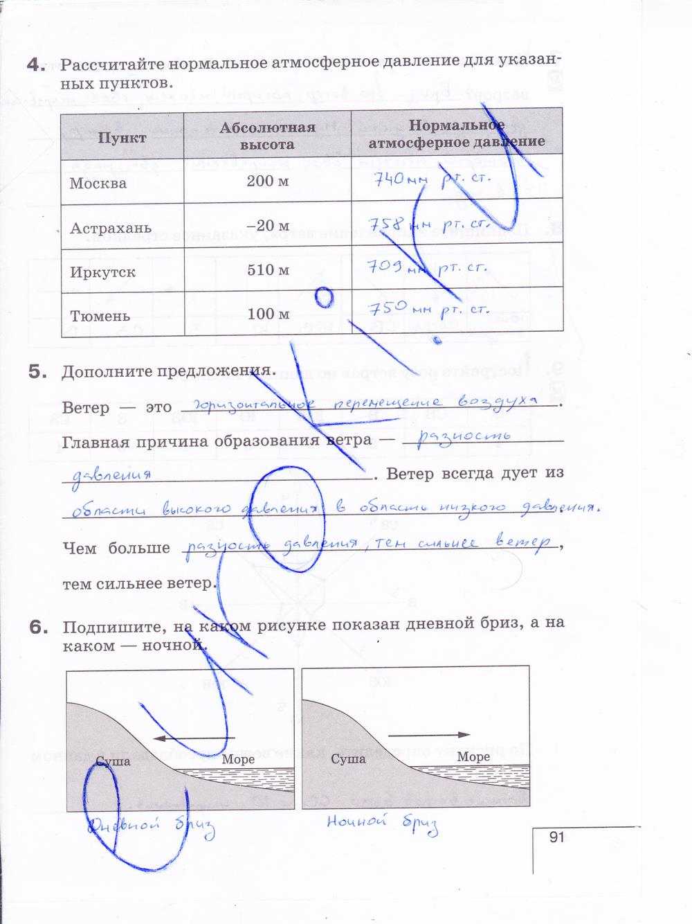 гдз 6 класс рабочая тетрадь страница 91 география Карташева, Курчина