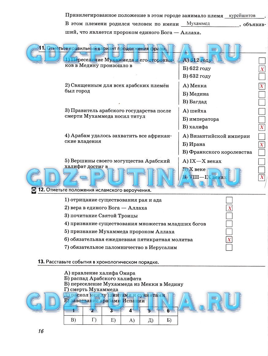 гдз 6 класс рабочая тетрадь страница 16 история Колпаков, Пономарев