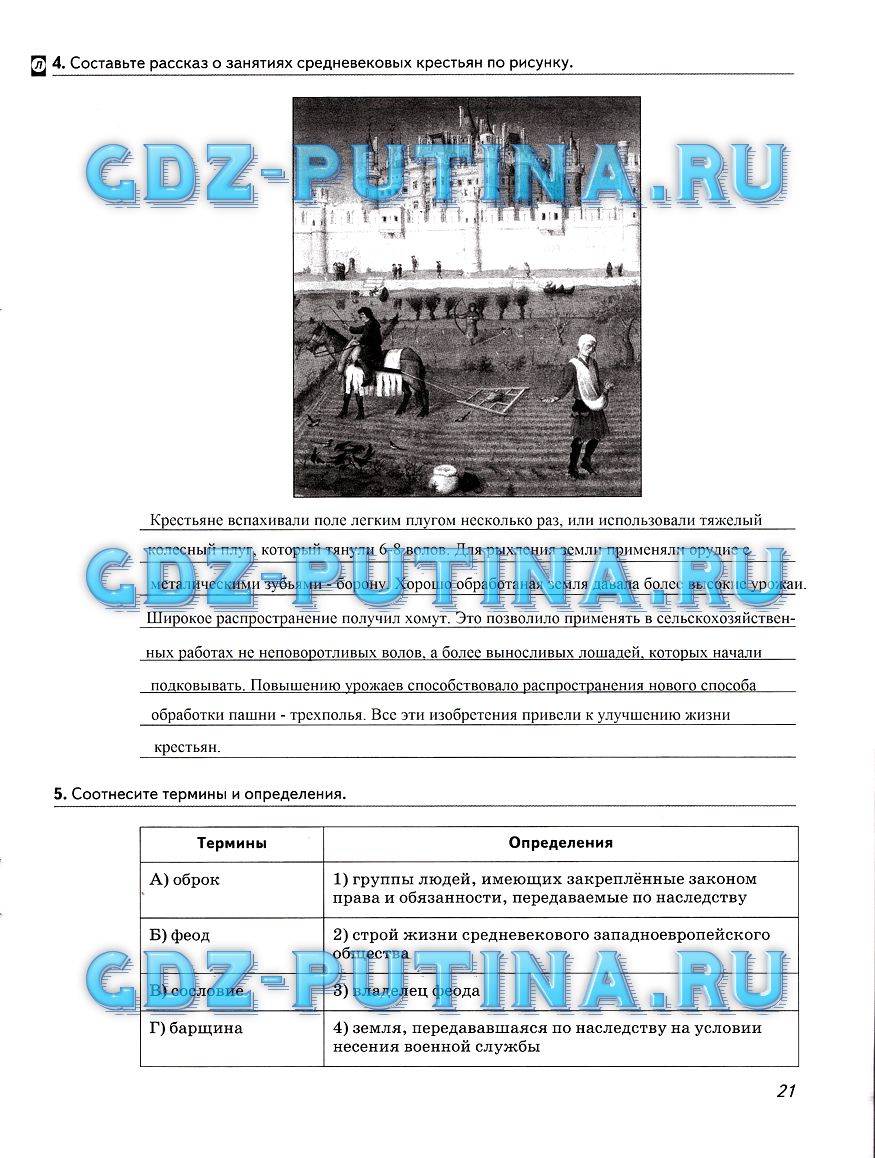 гдз 6 класс рабочая тетрадь страница 21 история Колпаков, Пономарев