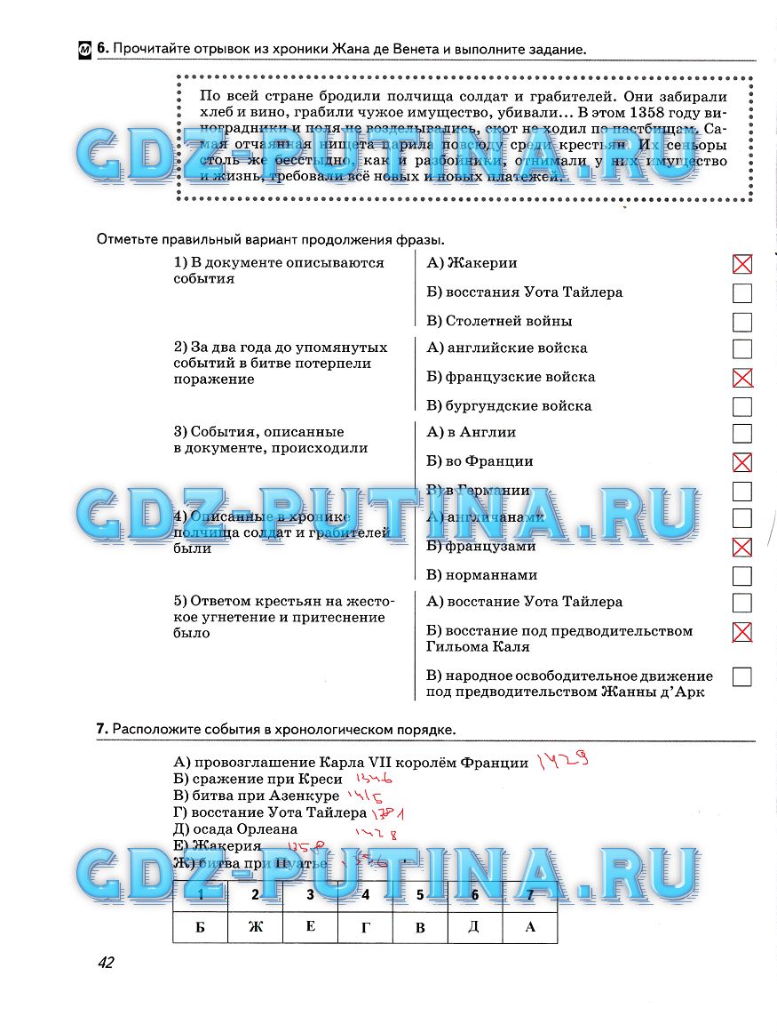 гдз 6 класс рабочая тетрадь страница 42 история Колпаков, Пономарев