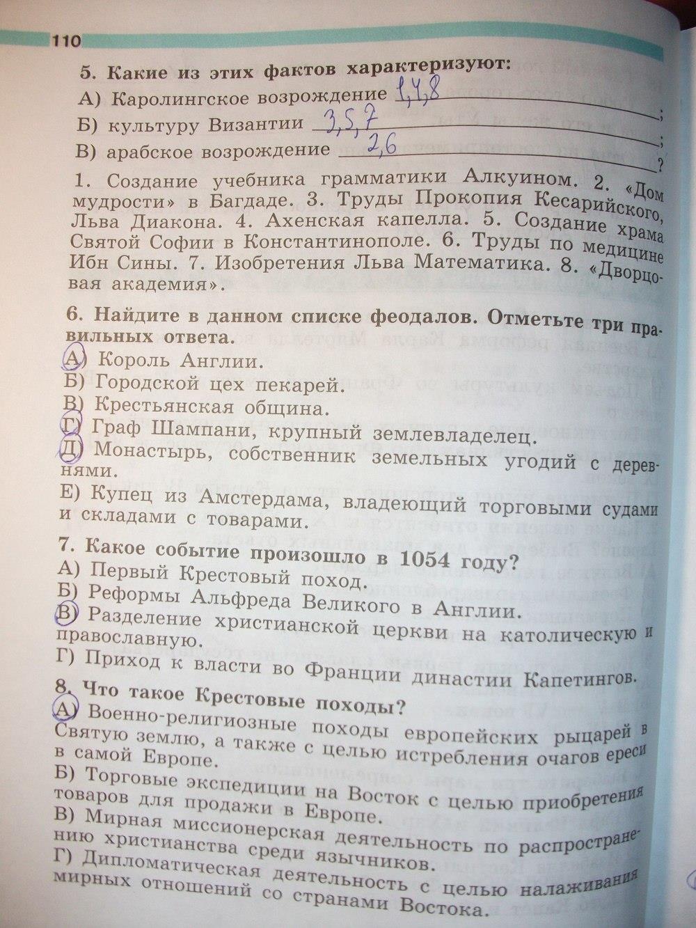 гдз 6 класс рабочая тетрадь страница 110 история Крючкова