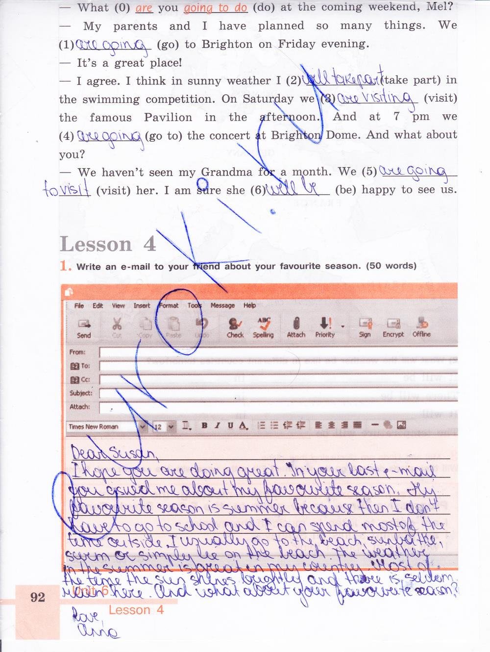 гдз 6 класс рабочая тетрадь страница 92 английский язык Кузовлев, Лапа