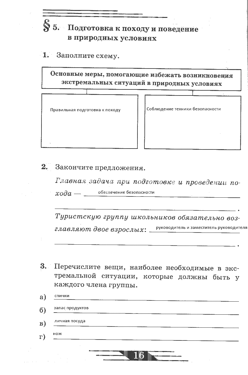 гдз 6 класс рабочая тетрадь страница 16 ОБЖ Латчук, Миронов, Бурдакова