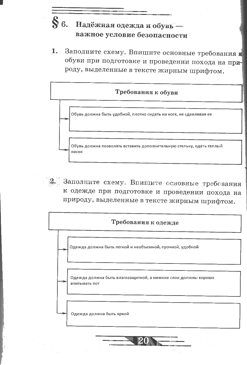 гдз 6 класс рабочая тетрадь страница 20 ОБЖ Латчук, Миронов, Бурдакова