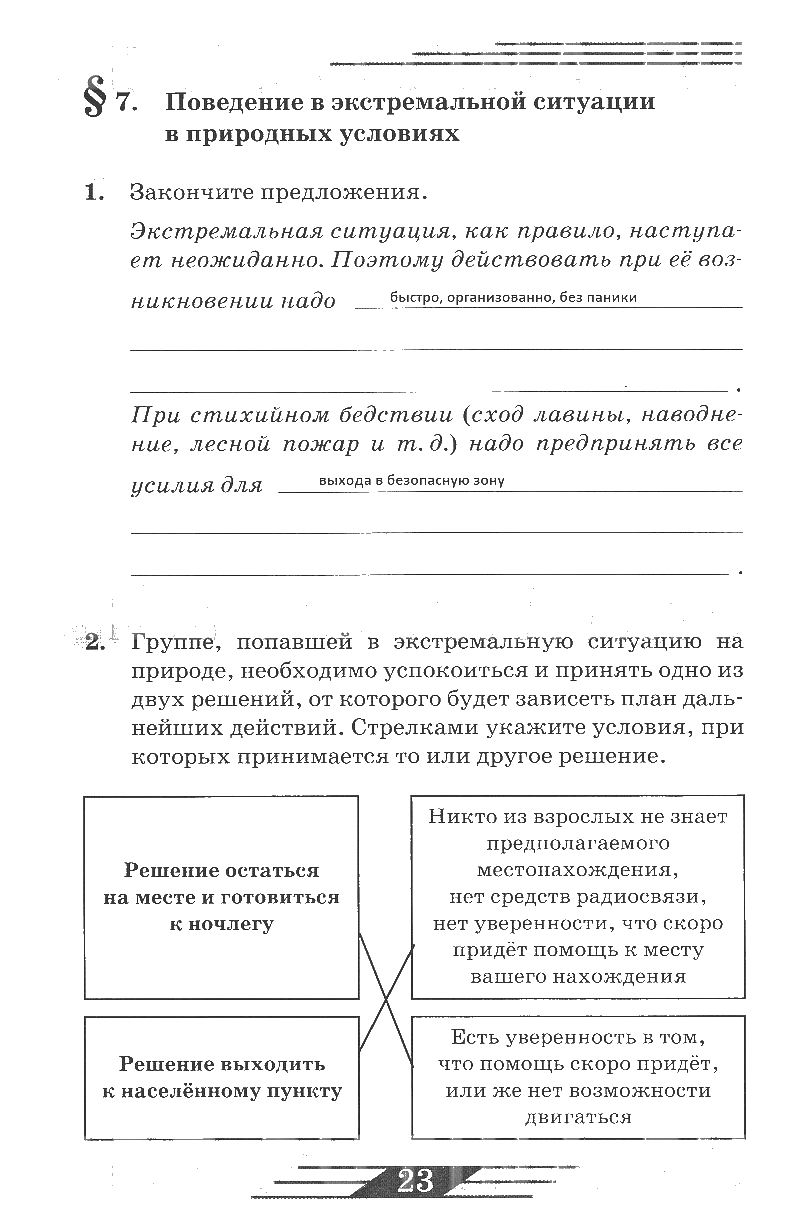 гдз 6 класс рабочая тетрадь страница 23 ОБЖ Латчук, Миронов, Бурдакова