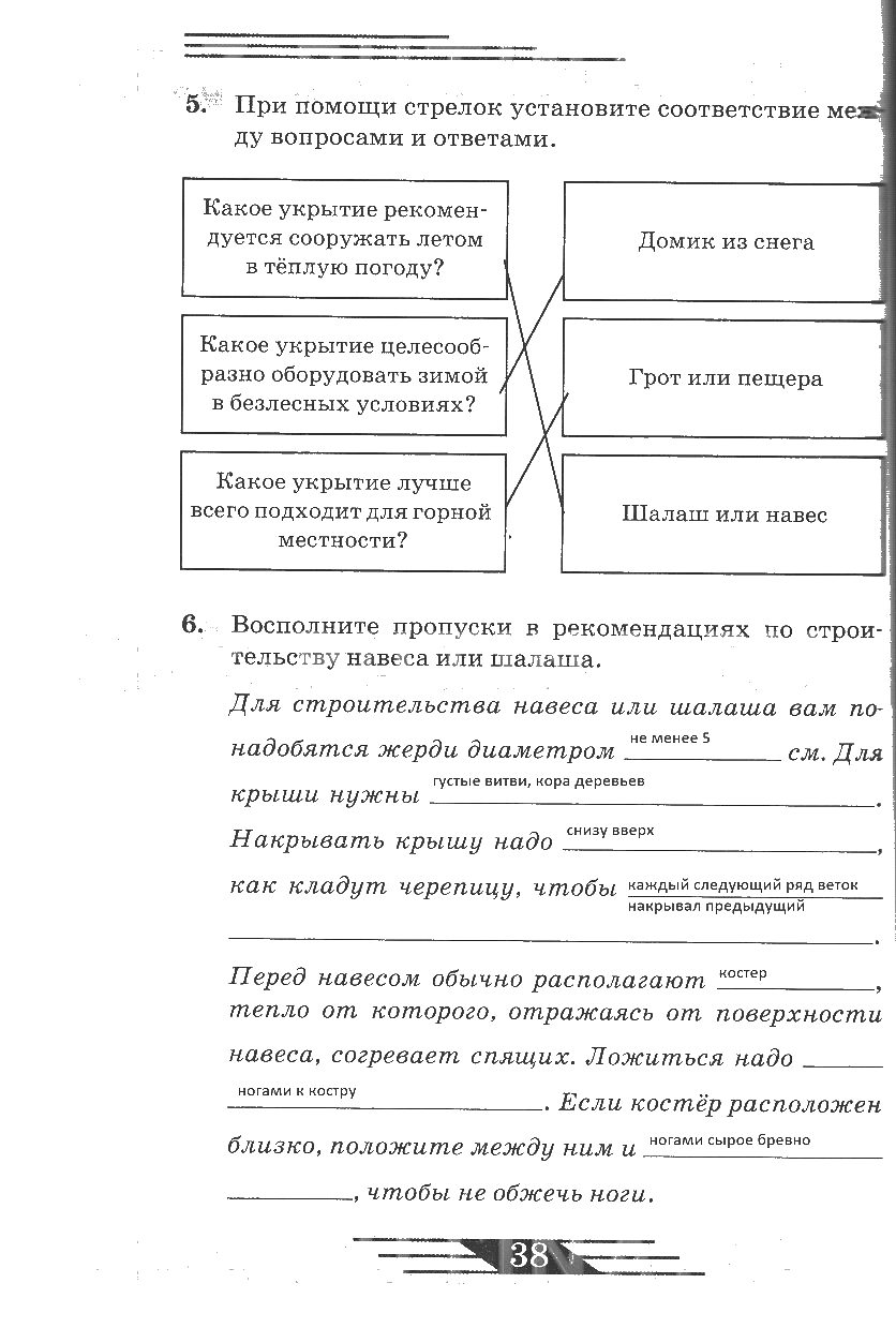 гдз 6 класс рабочая тетрадь страница 38 ОБЖ Латчук, Миронов, Бурдакова