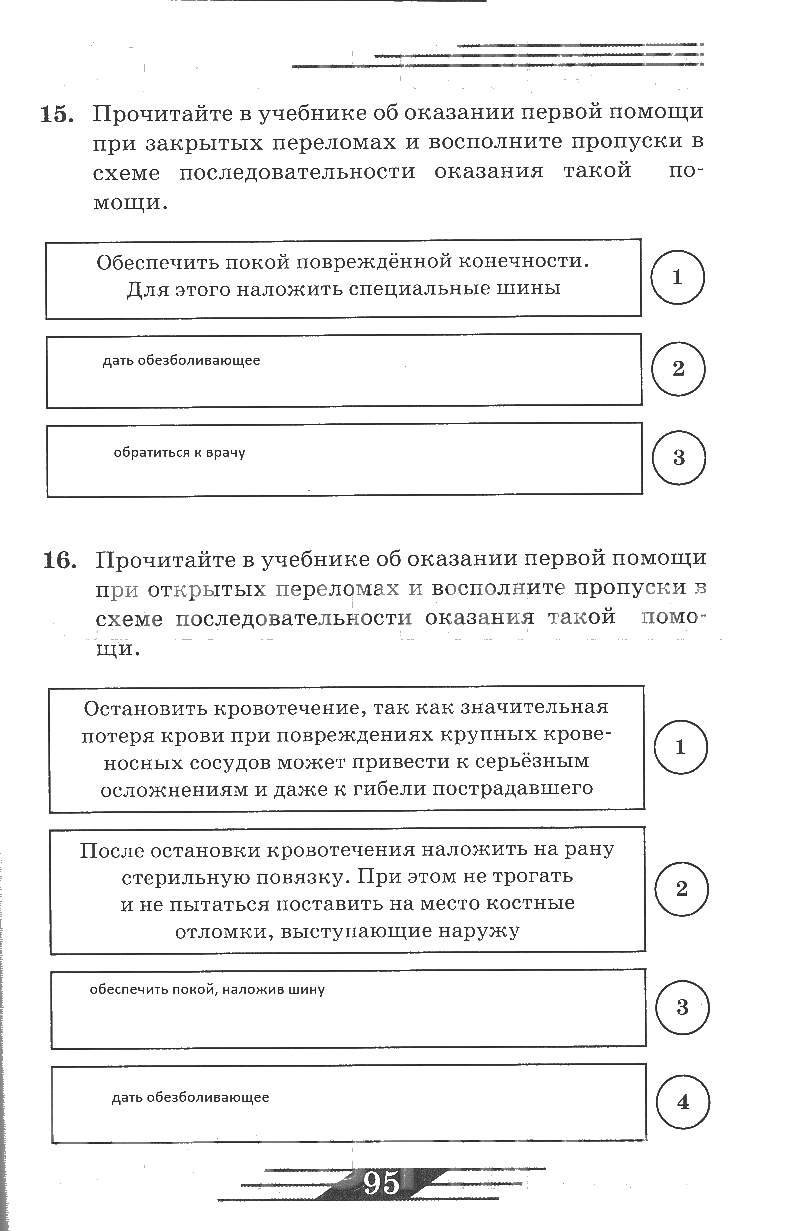 гдз 6 класс рабочая тетрадь страница 95 ОБЖ Латчук, Миронов, Бурдакова