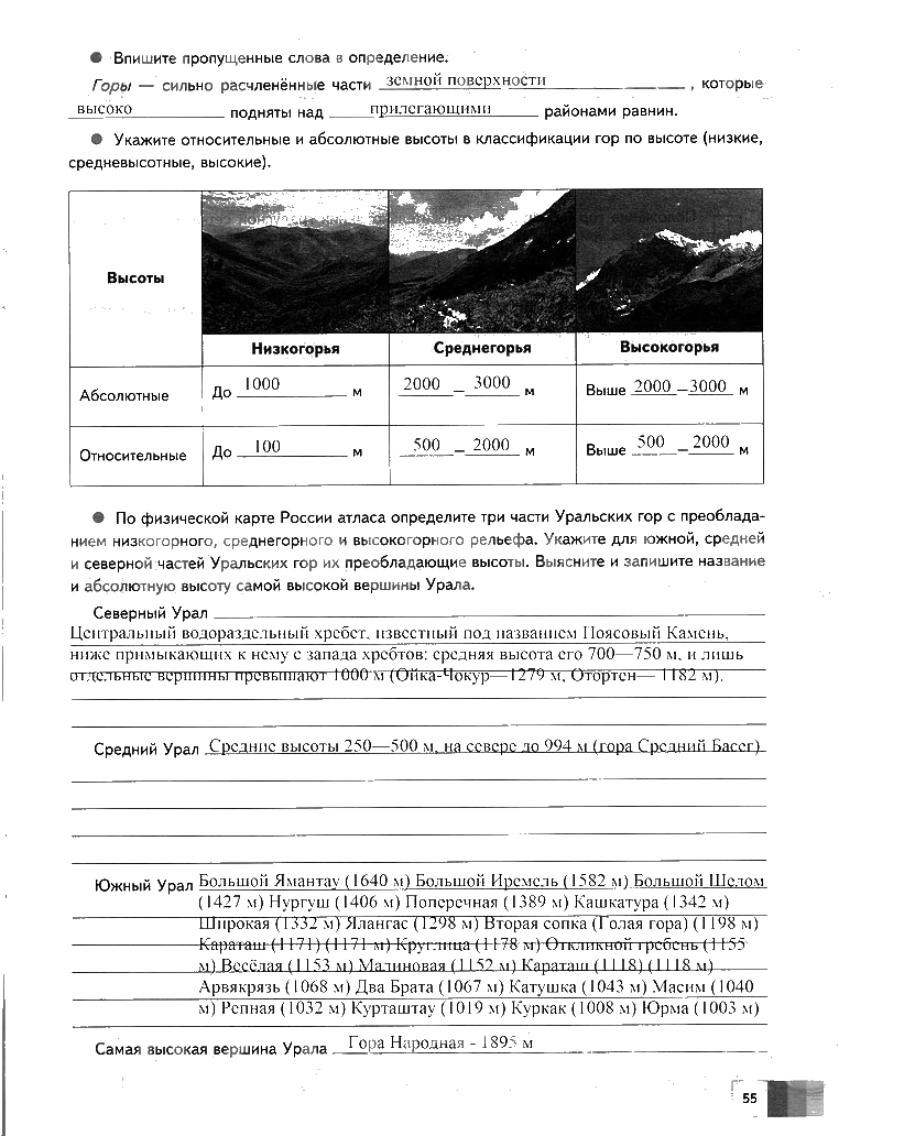 гдз 6 класс рабочая тетрадь страница 55 география Летягин