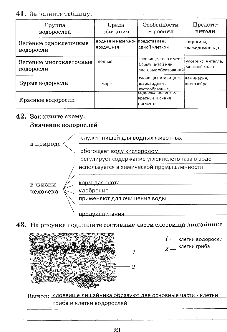 гдз 6 класс рабочая тетрадь страница 23 биология Пасечник, Снисаренко