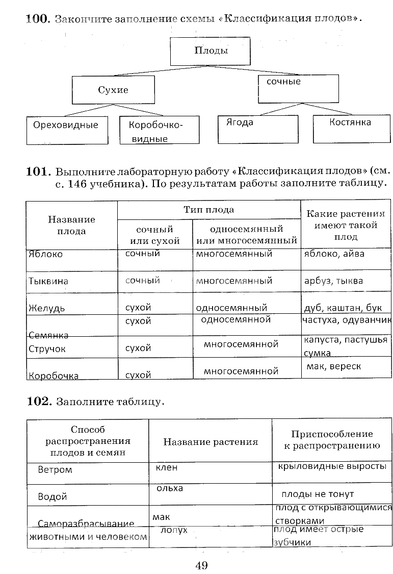 гдз 6 класс рабочая тетрадь страница 49 биология Пасечник, Снисаренко