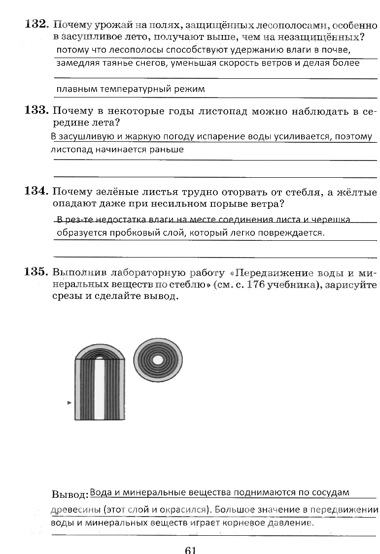 гдз 6 класс рабочая тетрадь страница 61 биология Пасечник, Снисаренко