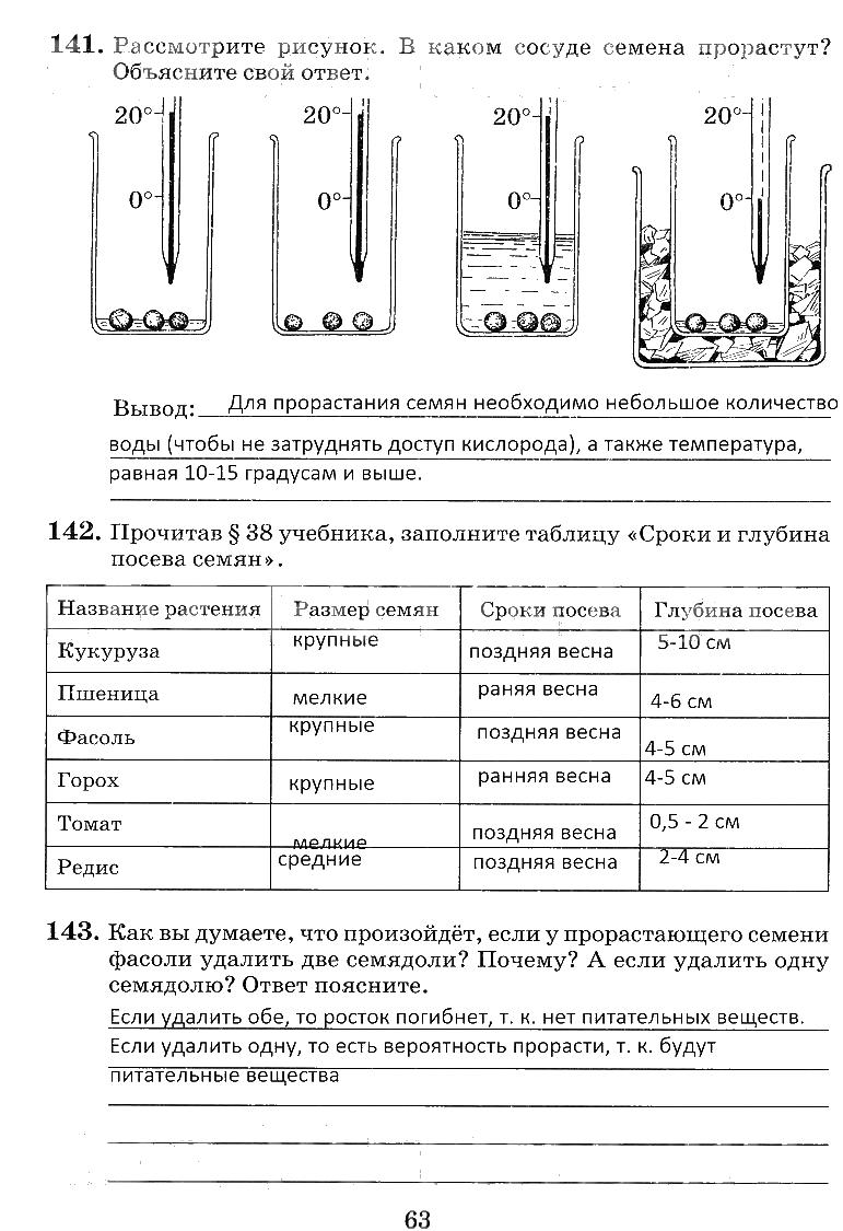 гдз 6 класс рабочая тетрадь страница 63 биология Пасечник, Снисаренко