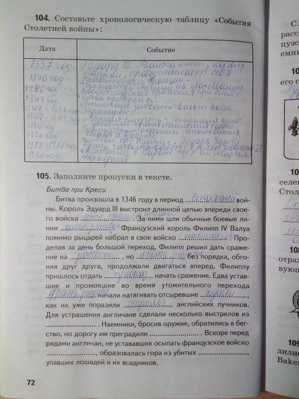 гдз 6 класс рабочая тетрадь страница 72 история Петрова к учебнику Бойцова