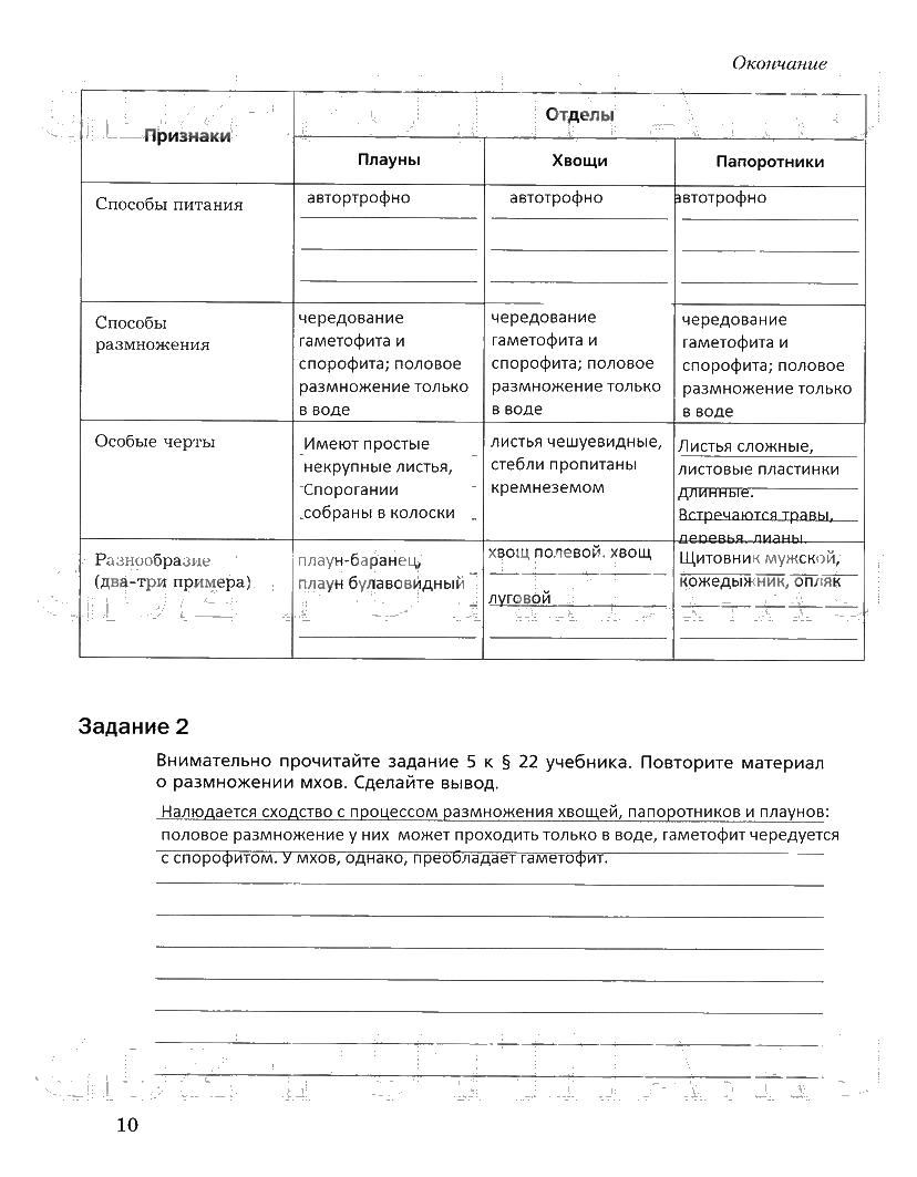 гдз 6 класс рабочая тетрадь часть 2 страница 10 биология Пономарева, Корнилова