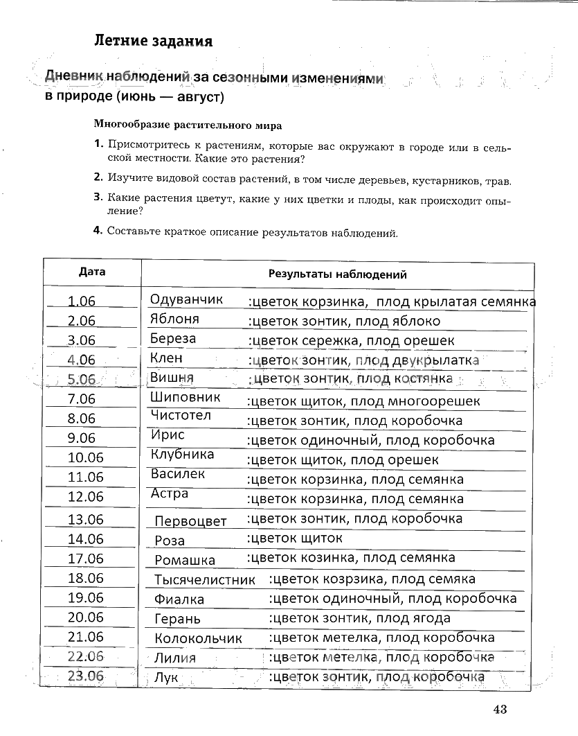 гдз 6 класс рабочая тетрадь часть 2 страница 43 биология Пономарева, Корнилова