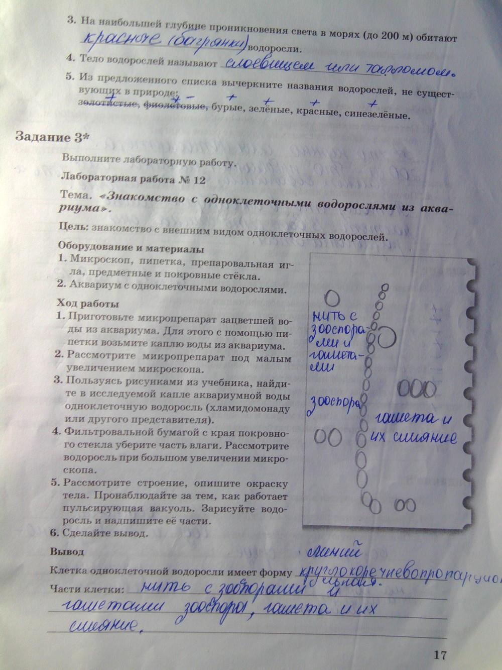 гдз 6 класс рабочая тетрадь часть 2 страница 17 биология Пономарева, Корнилова