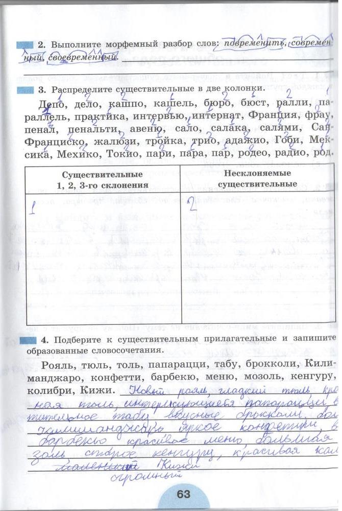 гдз 6 класс рабочая тетрадь часть 1 страница 63 русский язык Рыбченкова, Роговик