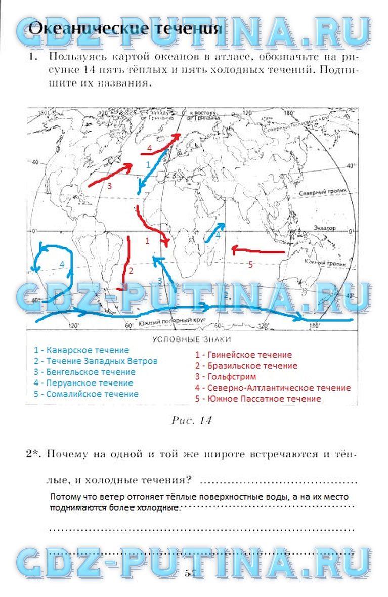 гдз 6 класс рабочая тетрадь страница 57 география Шатных к учебнику Герасимовой