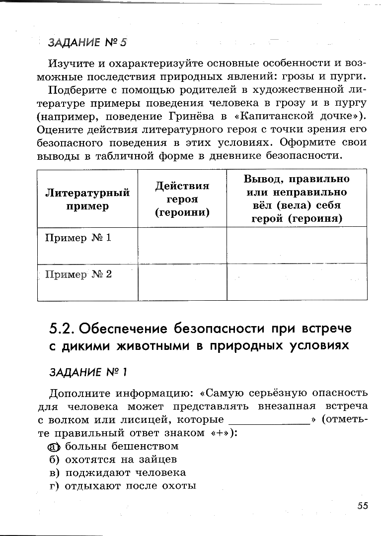 гдз 6 класс рабочая тетрадь страница 55 ОБЖ Смирнов, Хренников, Маслов