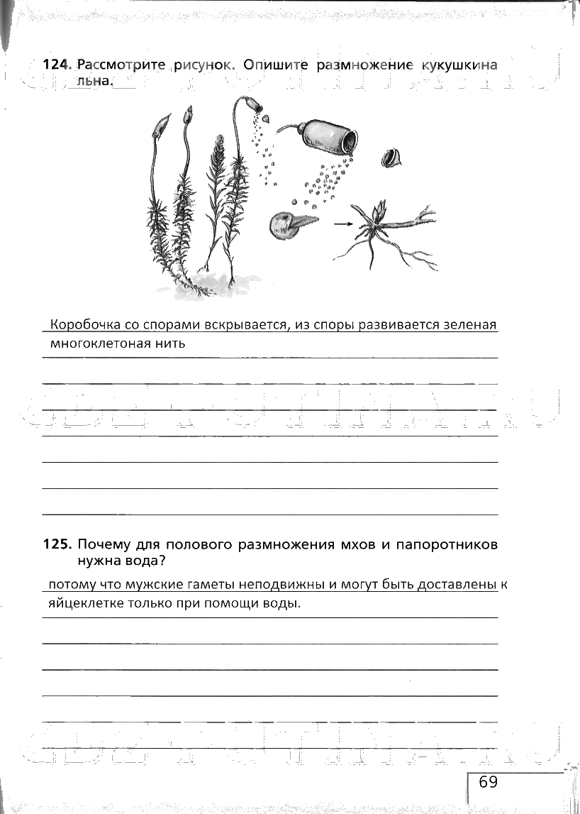 гдз 6 класс рабочая тетрадь страница 69 биология Сонин