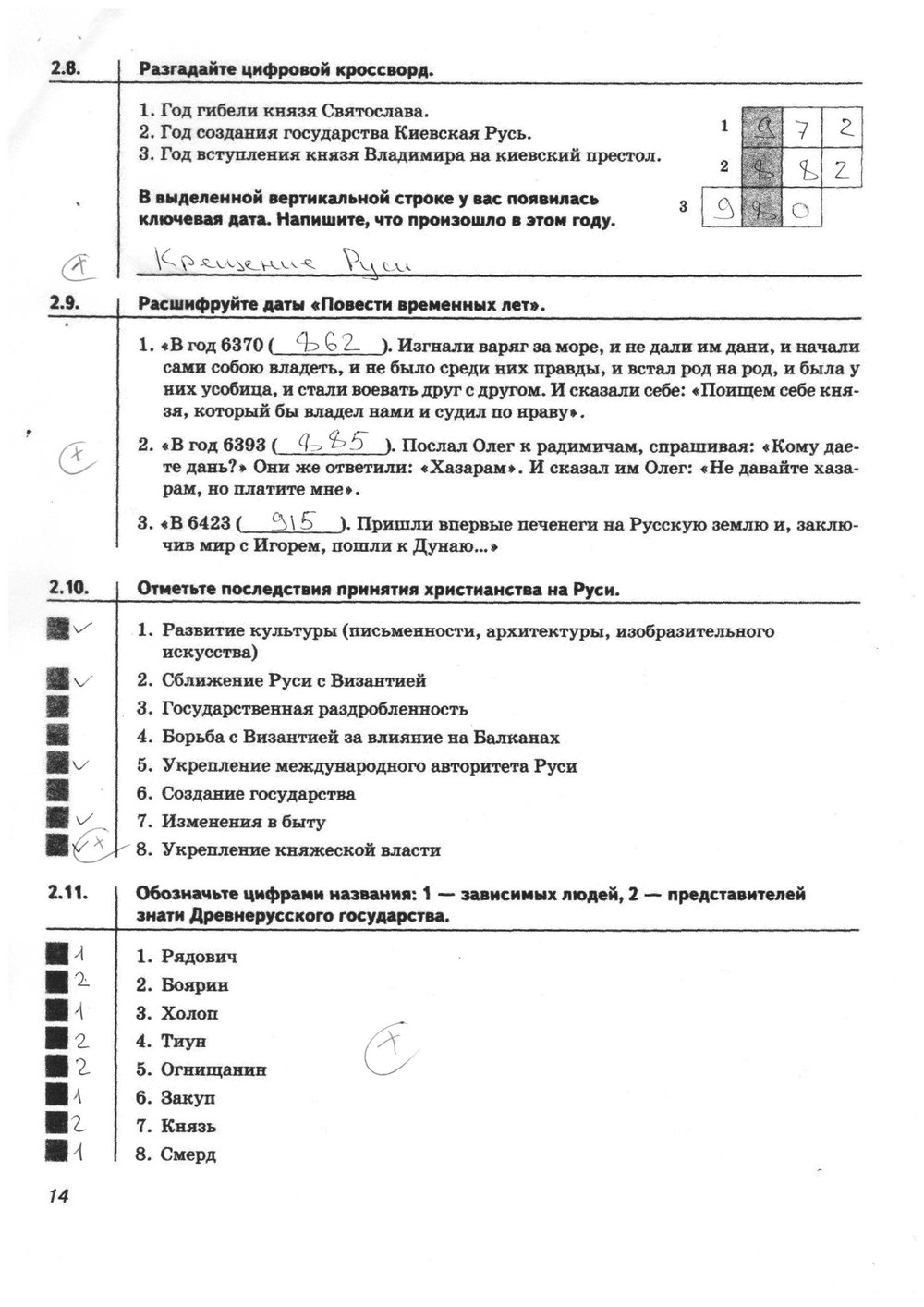 гдз 6 класс рабочая тетрадь страница 14 история Тырин, Симонова