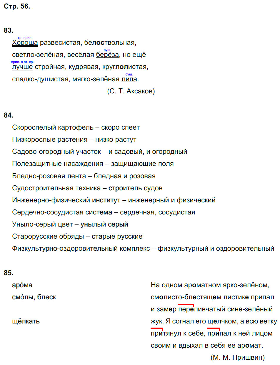 гдз 6 класс рабочая тетрадь часть 1 страница 56 русский язык Тростенцова, Дейкина